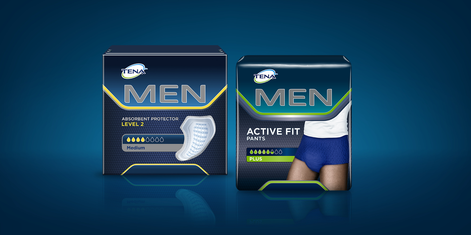 Τα TENA Men απορροφητικά επιθέματα και τα TENA Men Active fit προστατευτικά εσώρουχα Τα TENA Men απορροφητικά επιθέματα και τα TENA Men Active fit προστατευτικά εσώρουχα